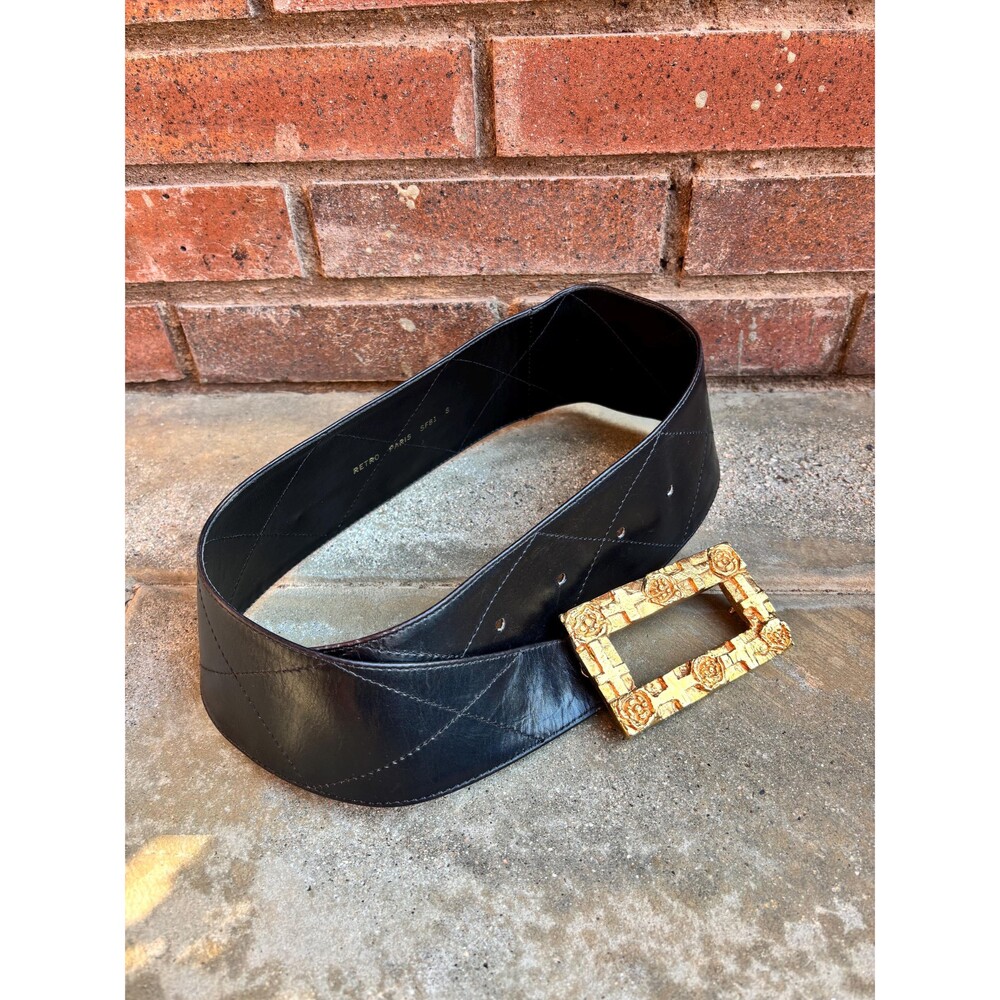 Black Retro Paris Belt 1980s